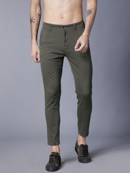 HIGHLANDER - Men Olive Green Solid Trouser