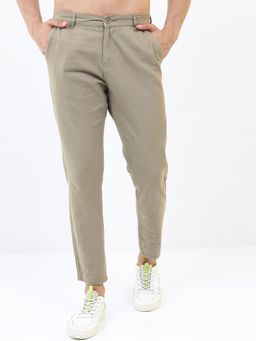 HIGHLANDER - Men Grey Cotton Solid Trouser