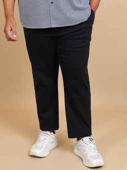 HIGHLANDER - Plus Size Men Navy Blue Mid-Rise Trouser