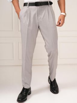 HIGHLANDER - Men Solid Mid-Rise Pleated Formal Trouser