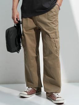 HIGHLANDER - Men Beige Loose Fit Cotton Cargo Pant
