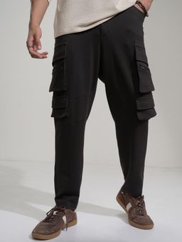 HIGHLANDER - Men Solid High-Rise Cargos Trackpant