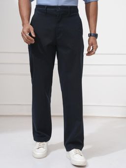 LOCOMOTIVE - Men Navy Blue Cotton Solid Carpenter Fit Trouser
