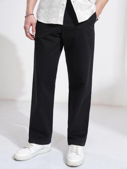 LOCOMOTIVE - Men Black Cotton Solid Carpenter Fit Trouser