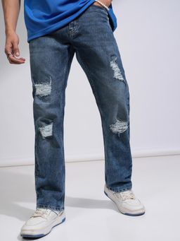 HIGHLANDER - Men Straight Fit Highly Distressed Stretchable Jeans