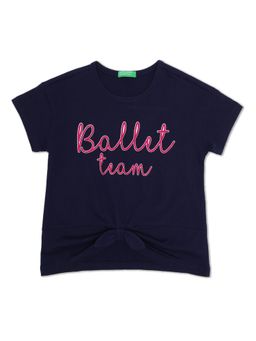 United Colors of Benetton - Girls Navy Blue Printed Top