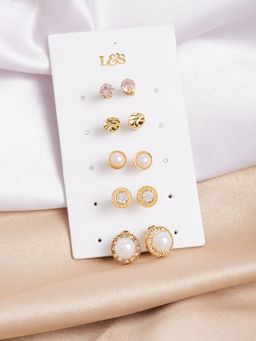 Lilly & Sparkle - Gold-Toned Circular Studs Earrings
