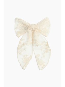 H&M - Women White Embroidered Bow Hair Clip