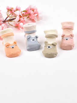 Footprints - Kids Organic Cotton Ankle-Length Antiskid Bootie Socks Pack Of 4