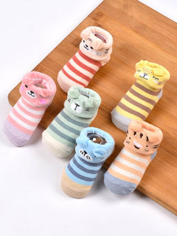 Footprints - Kids Organic Cotton Ankle-Length Antiskid Bootie Socks Pack Of 6