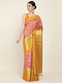 Soch - Printed Art Silk Saree with Unstitched Blouse