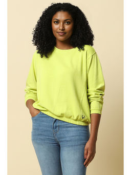 Allen Solly - Women Green Solid Round Neck Sweatshirt