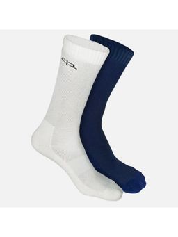 Heelium - Bamboo Crew Socks for Men - 2 Pairs - White Navy Blue - Odour Free - Anti Blister
