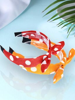OOMPH - Red and Yellow Polka Dots Knotted Bow Hair Band
