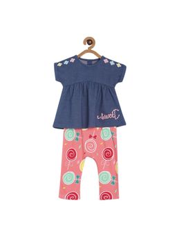 MINI KLUB - Girls Multi-Color Top and Knit Bottom