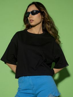 Bewakoof - Women's Black Oversized Short Top