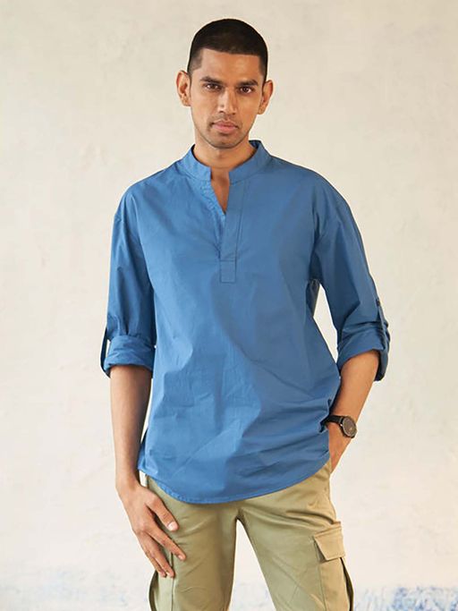 CANOOPI Blue Solid Lakeside Kurta