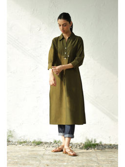 CANOOPI - Forest Green Solid Kurta