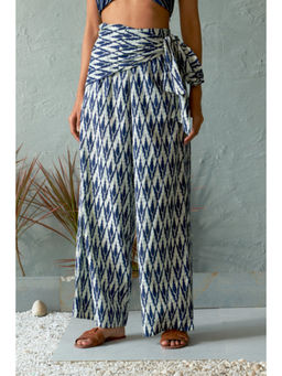 CANOOPI - Blue Zigzag Printed Flowy Pants