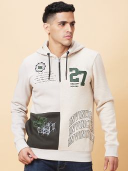 Being Human - Mens Beige Graphic Print Hoodie