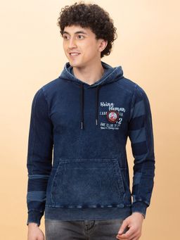 Being Human - Mens Blue Typography Hoodie