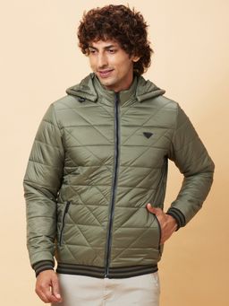 Being Human - Mens Green Solid Jacket