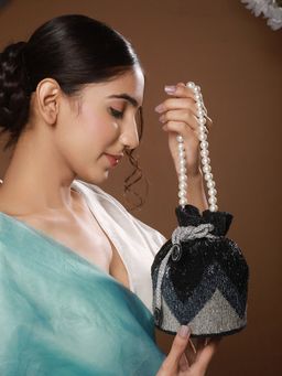Priyaasi - ChevTubes Black Bling Potli Bag (S)