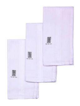 The Tie Hub - Milky White Pure Cotton Handkerchiefs (Pack Of 3)