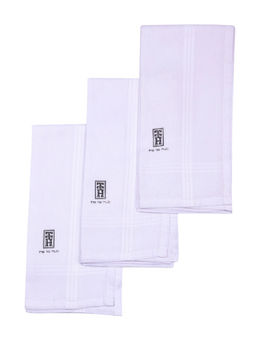 The Tie Hub - Textured White Pure Cotton Handkerchiefs (Pack Of 3)