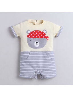 Little Kangaroos - Yellow Printed Cotton Regular Romper