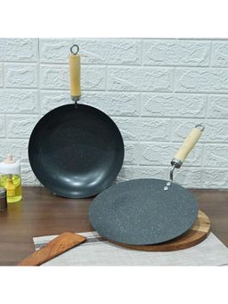 Femora - Non-Stick Cookware Layer Non-Stick Coating Carbon Steel Wok and Roti Tawa