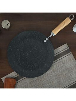 Femora - Tawa With Wooden Handle, 3 Layer Non-Stick Coating Tawa, Black, Pack Of 1, Diameter- 28 Cm