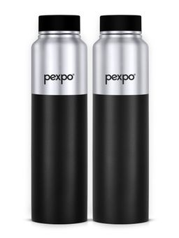 Pexpo - Crown Silver+Knight Black Stainless Steel Fridge Bottle - 1000Ml
