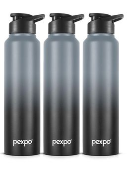 Pexpo - Craft Grey-Black Stainless Steel Fridge Bottle - 1000Ml