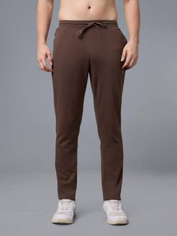 Technosport - Men Brown Solid Regular Fit Sports Trackpant