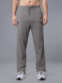 Technosport - Men Grey Solid Cargo Pocket Trackpant