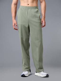 Technosport - Men Olive Solid Loose Fit Sports Trackpant