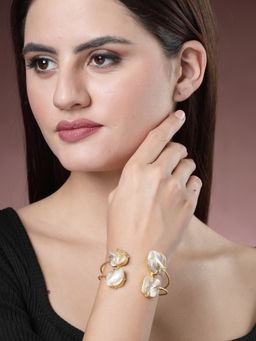 NVR - Women Gold-Plated Mother of Pearl Handcrafted Cuff