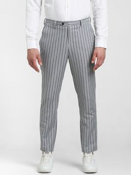 Jack & Jones - Men Striped Grey Pants