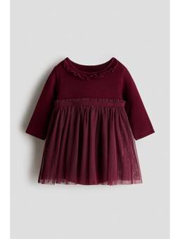 H&M - Girls Maroon Tulle-Skirt Bodysuit Dress