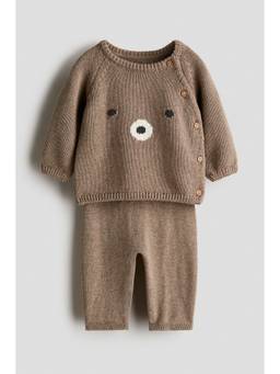 H&M - Kids Brown 2-Piece Cotton-Knit Set