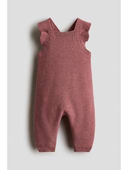 H&M - Girls Pink Cotton-Knit Dungarees