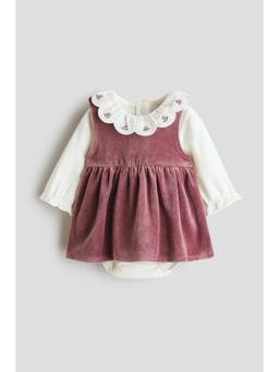 H&M - Girls Pink 2-Piece Cotton Dress And Bodysuit