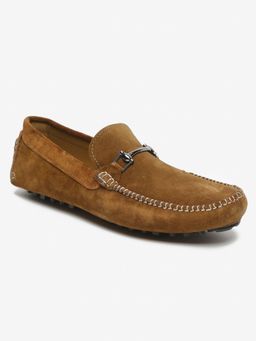 Teakwood - Men Tan Solid Suede Loafers