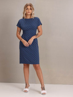 U.S. POLO ASSN. - Women Navy Blue Round Neck Polka Dot Print Dress