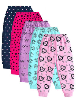 Kuchipoo - Multi-Color Regular Fit Baby Girls Joggers (Pack of 5)
