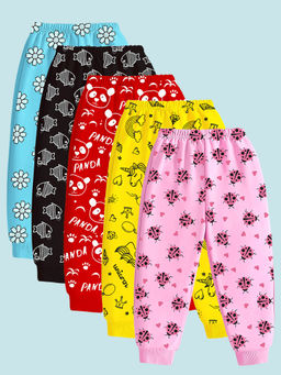 Kuchipoo - Multi-Color Regular Fit Baby Girls Joggers (Pack of 5)