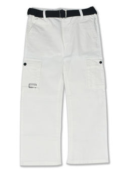 CAVIO - Boys White Cotton Casual Solid Regular Fit Cargo