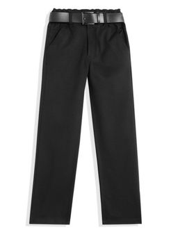 CAVIO - Boys Black Stretchable Solid Regular Fit Trouser with Belt
