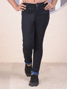 CRIMSOUNE CLUB - Girls Navy Blue Skinny High-Waist Jeans